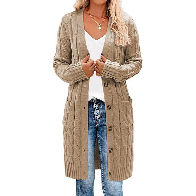 Damen-Cardigan V-Ausschnitt Knopfdetails Polyester Casual-1