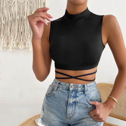 Damen-Party-Top, ärmellos, Slim Fit, Polyester, monochrom-3