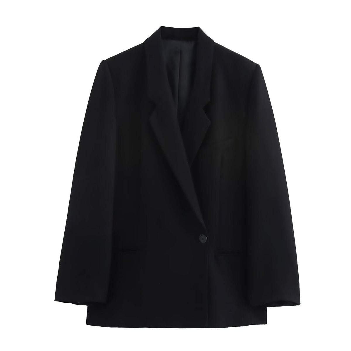 Damen Blazer Reverskragen Monochrom Hochwertiger Stoff-1