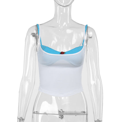 Damen-Ernte-Top, Blumenapplikation, atmungsaktive Stoffe, verstellbare Riemen 1