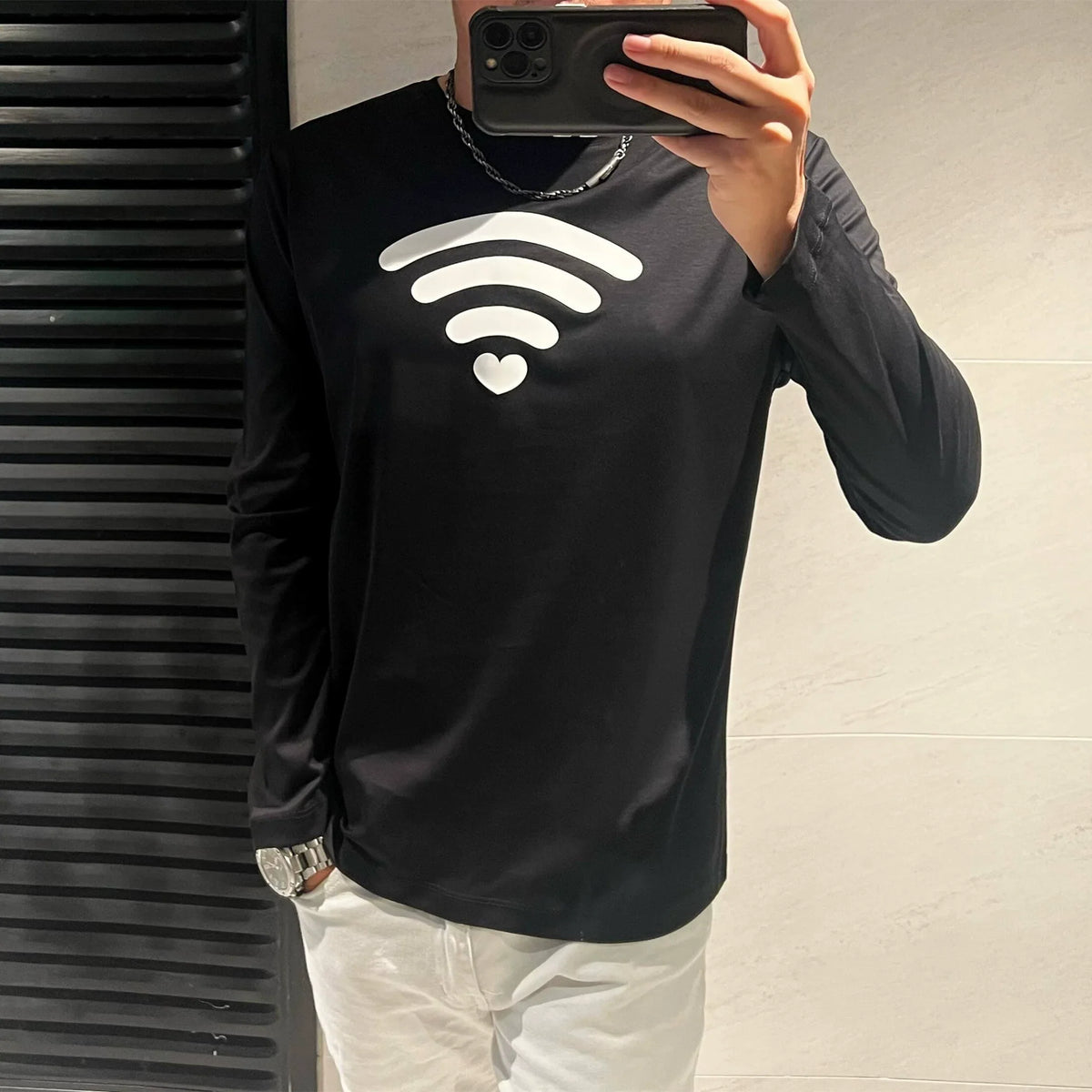 Damen-Langarm-Top, Geometrisches Design, Weiche Baumwolle-1