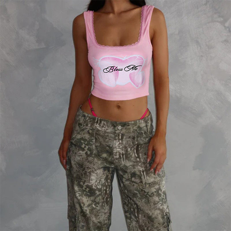 Damen-Ernte-Top, Herzdesign, Rüschendetails, leichter Stoff 4