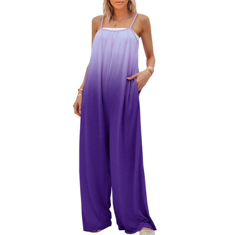 Damen-Freizeithose, hohe Taille, lockere Passform, elastisch, Faser, Ombré, Design-6