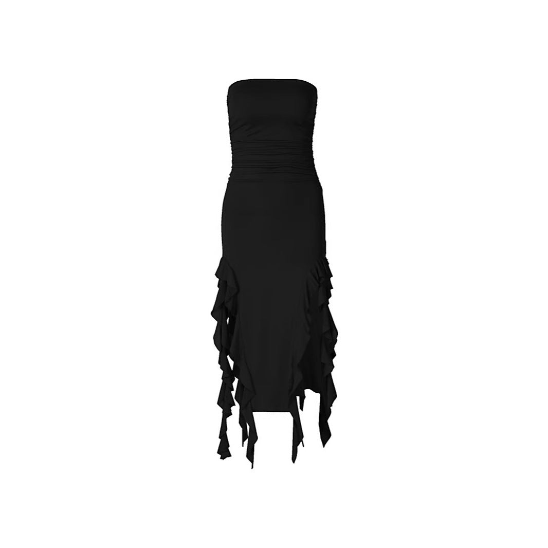 Damen-Bodycon-Kleid mit asymmetrischem Design und Rüschen – elastische Stoffe für Partys und Abendveranstaltungen 5