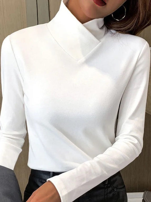 Damen Bluse, Stehkragen, hochwertiges Material-1