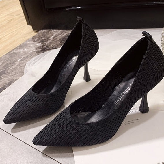 Damen-Schuhe, hoher Absatz, spitz zulaufend, Mikrofaser-2