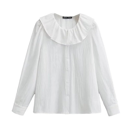 Damen-Bluse, voluminöser Kragen, leichtes Material 1