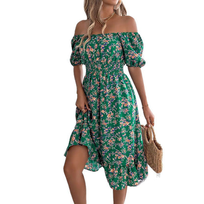 Damen-Midikleid, Blumenmuster, Polyester, eckiger Ausschnitt-6