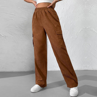 Damen-Cargohose, langer Schnitt, strukturierte Baumwolle, mit weiten Seitentaschen 5