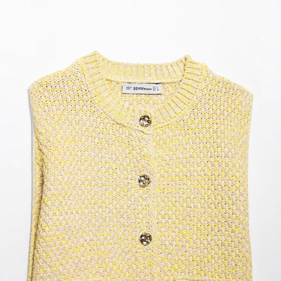Damen-Cardigan, Kaschmir, runder Kragen, dekorative Knöpfe, Taschen 4