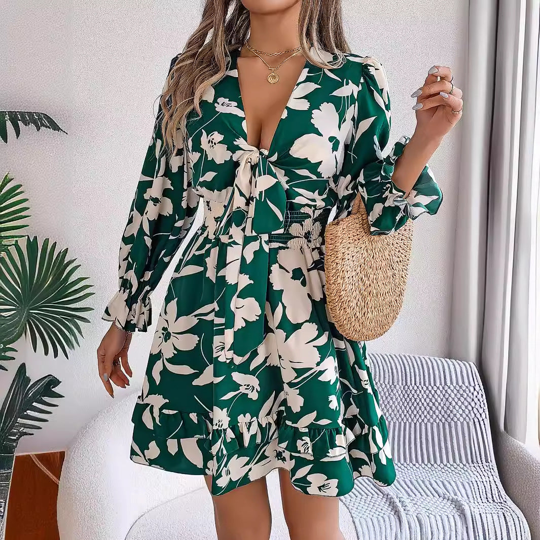Damen-A-Linien-Kleid, langärmeliges Polyester-4
