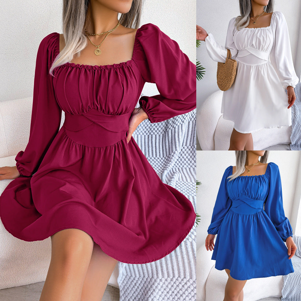 Damen A-Linien Kleid Geraffte Details Chiffon Kurz-2