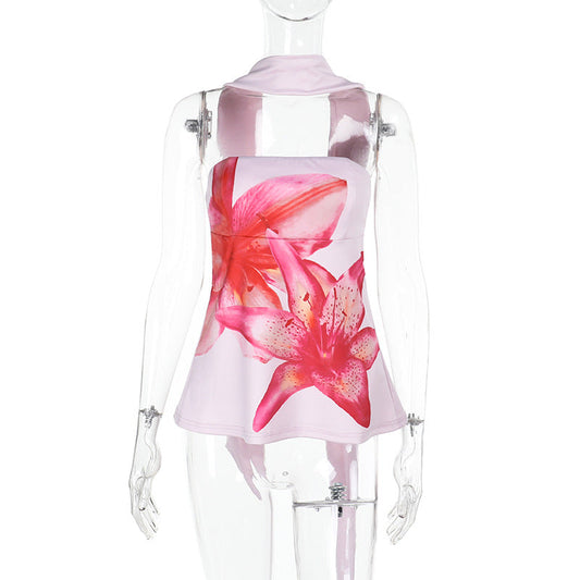 Damen-Tankini, Top, geblümtes schnelltrocknendes Material, mit UV-Schutz-1