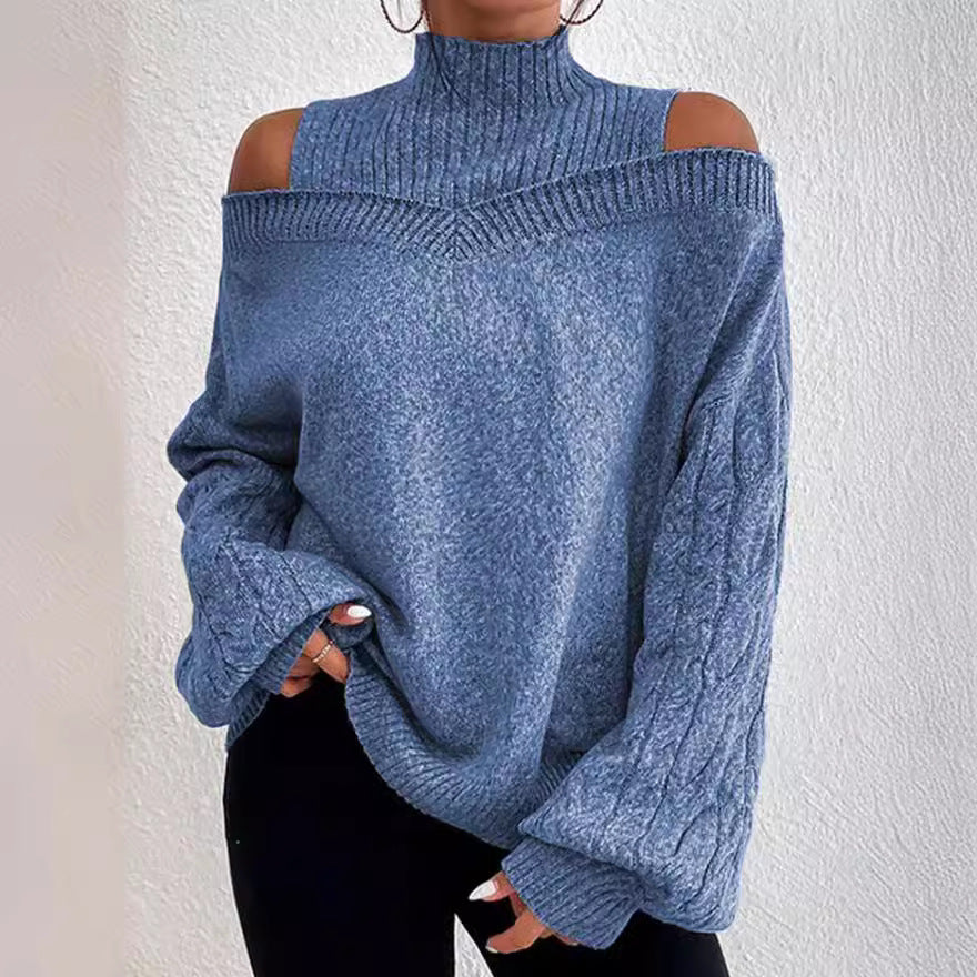 Damen-Strickpullover, oversized Acryl, mit halbrundem Kragen-5