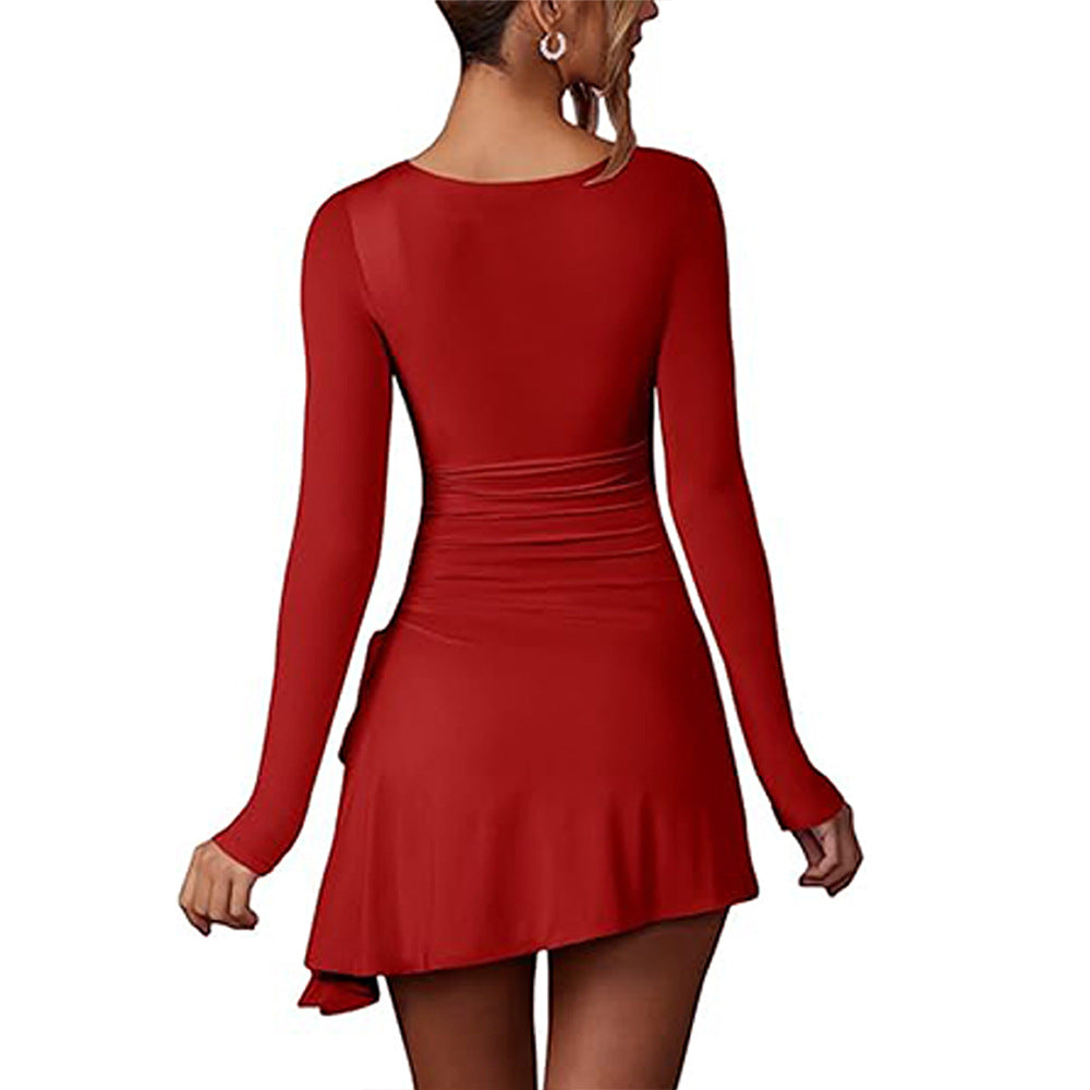 Minirock in A-Linie aus rotem Polyester für Damen – kurze und bequeme Passform, perfekt für Party und Alltag 3