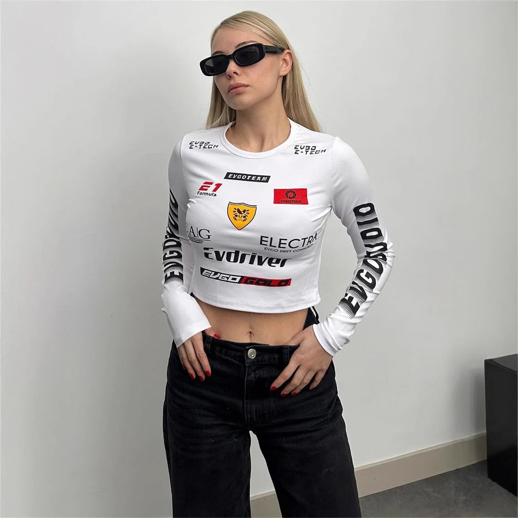 Damen-Langarm-T-Shirt, Lässiger Runder Hals, Elasthan-4
