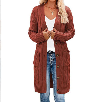 Damen-Cardigan V-Ausschnitt Knopfdetails Polyester Casual-5