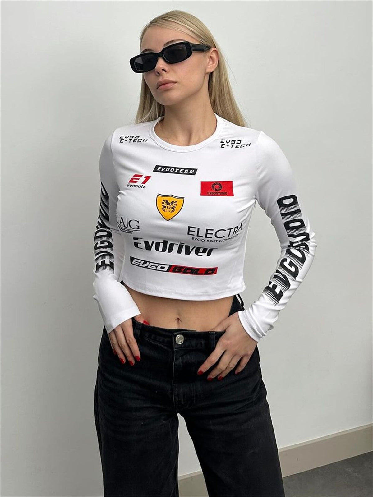 Variant image for Damen-Langarm-T-Shirt, Lässiger Runder Hals, Elasthan-1