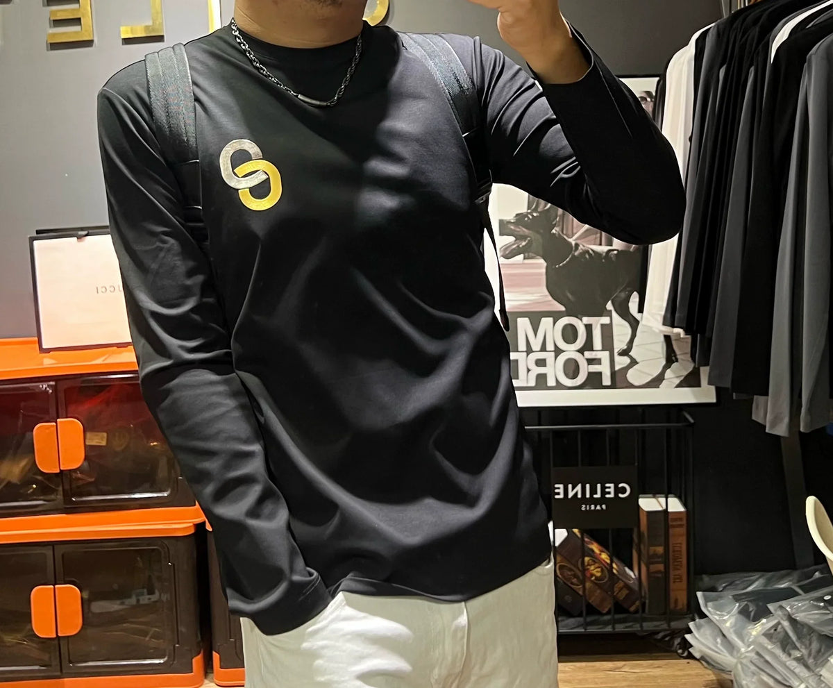 Herren-T-Shirt, langärmelig, doppelseitig, weiche Baumwolle-2