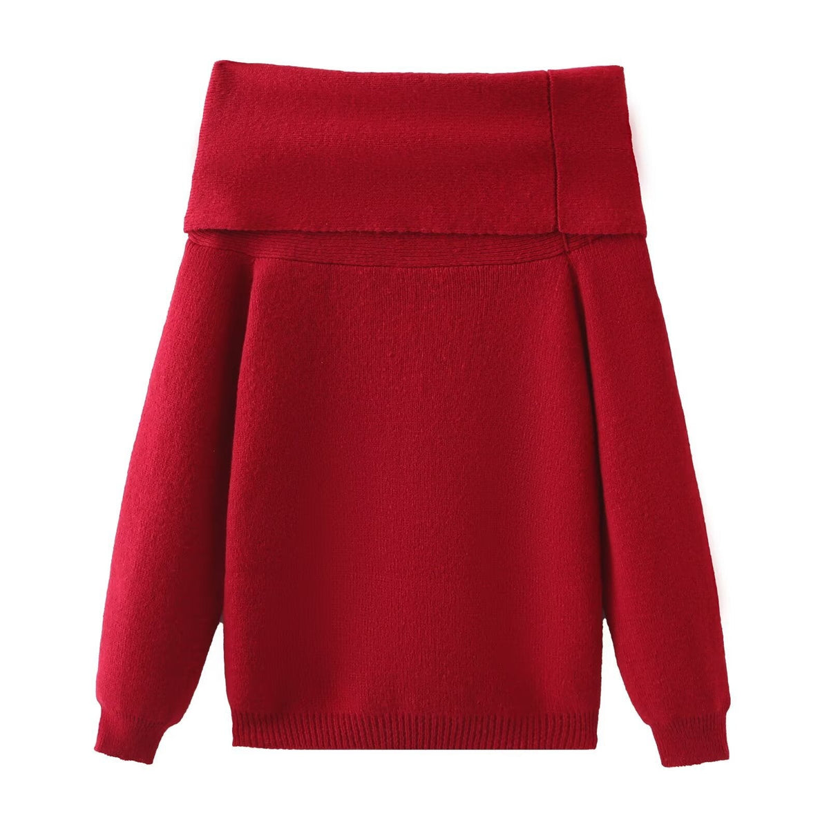 Damen-Strickpullover, langärmelig, monochromes Polyester-3