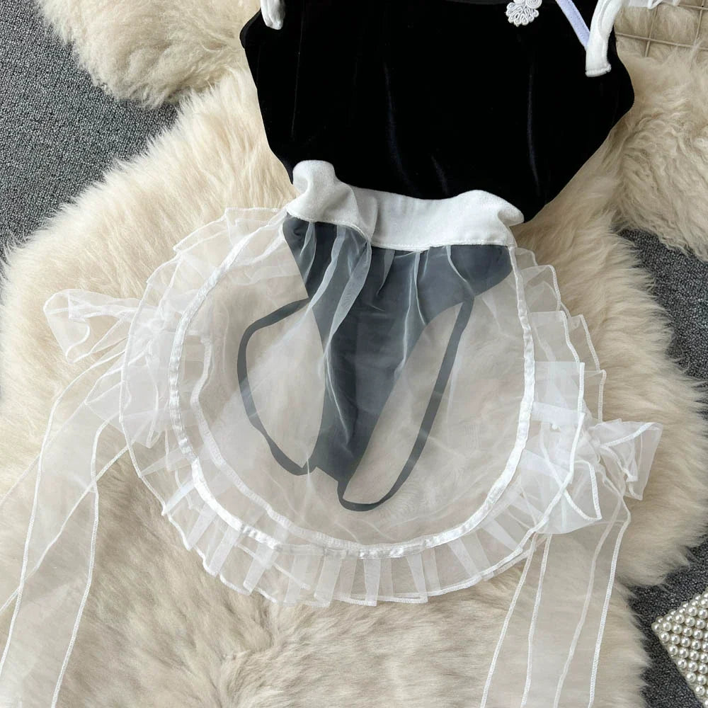 Damen-Kombi-Outfit, chinesischer Stil, Polyester, hohe Taille, leicht dehnbar 3