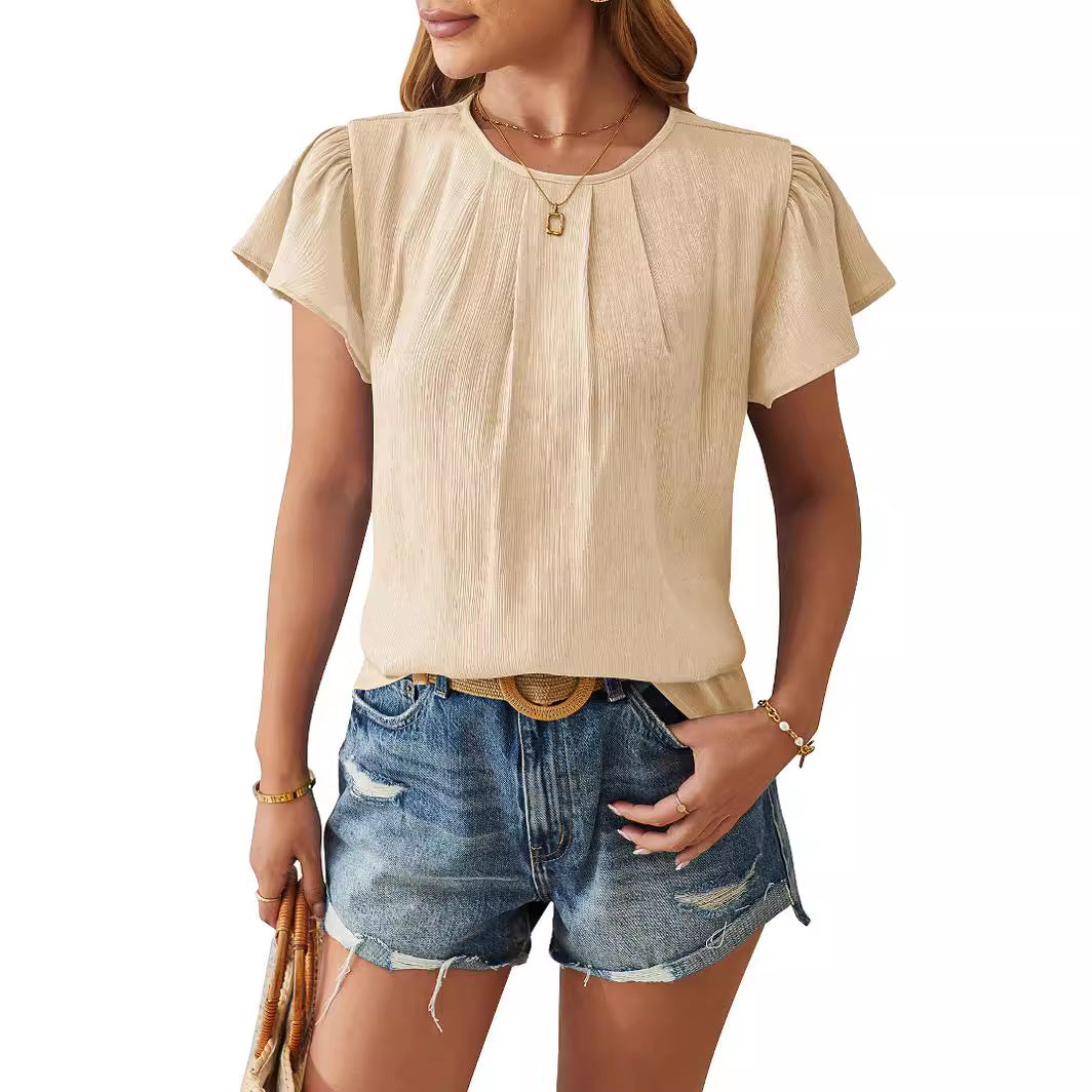 Damen-Party-Top, geblümter Satin, locker sitzend-3