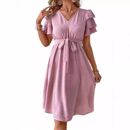 Damen-A-Linien-Kleid, Polka-Punkte, Chiffon-6