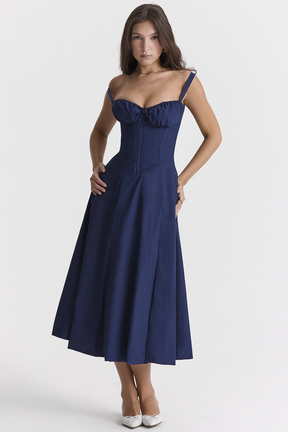 Variant image for Damen-Midikleid, mit Schlitz aus leichten Stoff für Hochzeit und Sommerfest-4