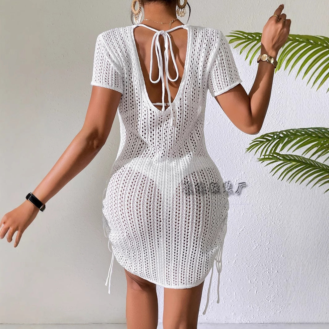 Damen Schlitzkleid Lang Gestreift Polyester für Sommerfest und Hochzeit-3