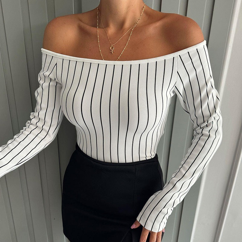 Off-Shoulder-Bodysuit für Damen mit Rippstruktur aus hochwertigem Stoff – perfekt für Partys und entspannte Abende 1