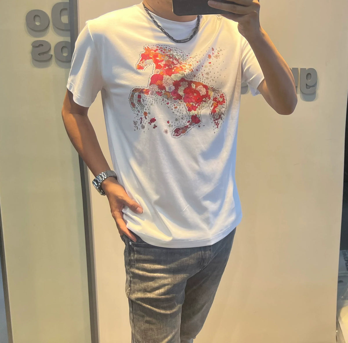 Herren-T-Shirt, Tiermuster, kurze Ärmel, Baumwolle-2