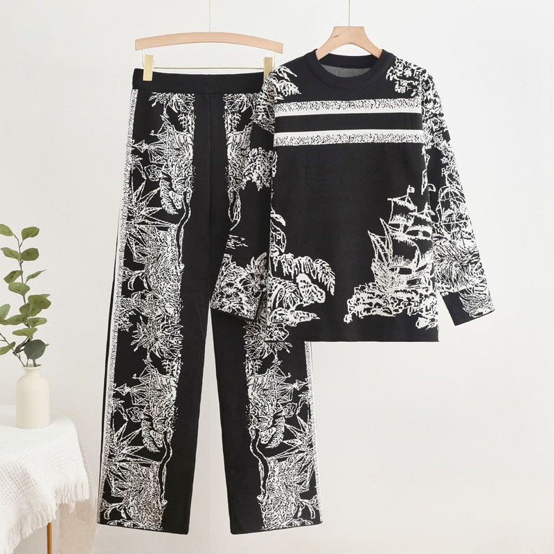 Damen-Hose, weite Beine, urbanes Elasthan-1