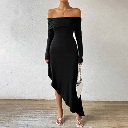 Damen-Kleid, schulterfrei, A-Linie, Midi, Polyester-1