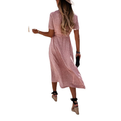 Damen-Midikleid, A-Linien-Form, Polyester, mit Blumenmuster-6