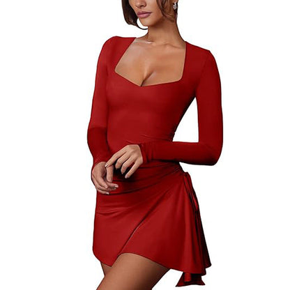 Minirock in A-Linie aus rotem Polyester für Damen – kurze und bequeme Passform, perfekt für Party und Alltag 4