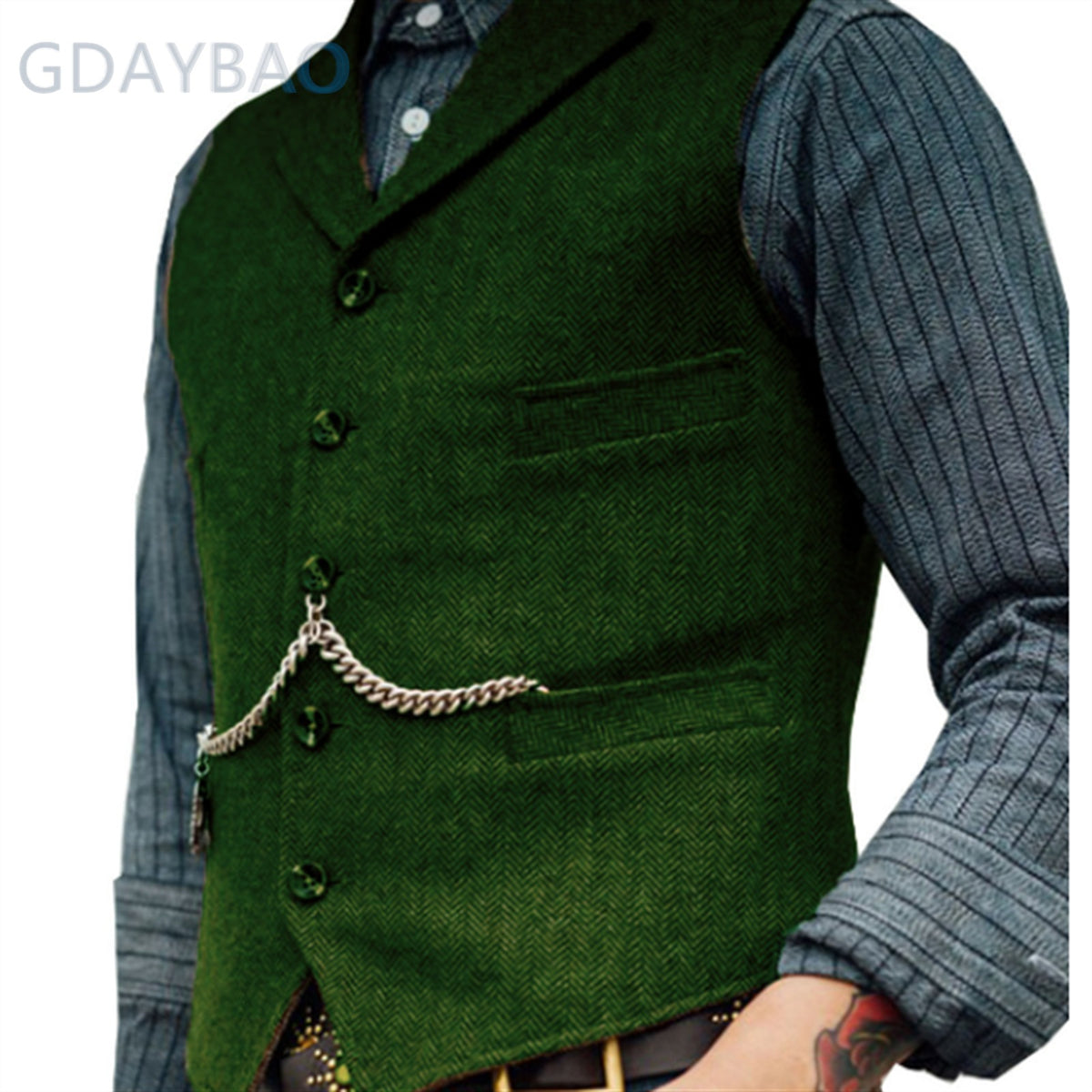 Herrenweste, zeitlos, klassisches Fischgrät-Design, Stil