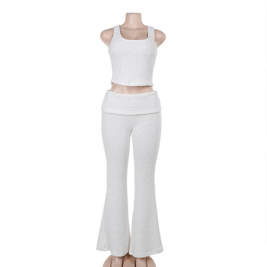 Damen-sportliches Set, weite Hose, elastischer Stoff-1