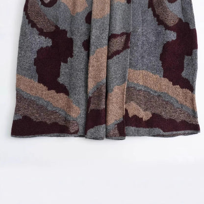 Damen-Mantel, breit geschnitten, weicher Strickstoff, Tarnmuster-4