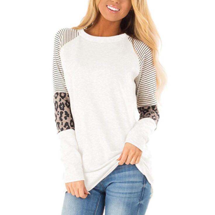 Variantenbild für Damen-Strickpullover, gestreift mit Leopardenmuster 100% Baumwolle-17