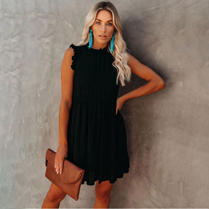 Damen Ärmelloses A-Linien-Minikleid Polyester-3