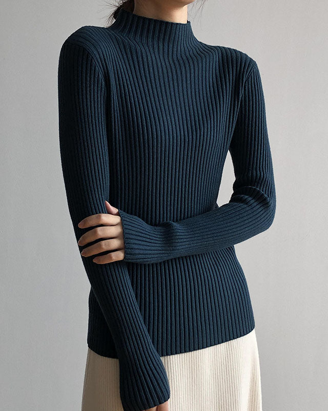 Variant image for Damenpullover halber Rollkragen Slim Fit gestreift Kudzu-Fasern-6