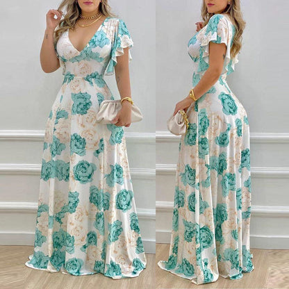 Damen-Kleid, V-Ausschnitt, Volantärmel, Polyester 3