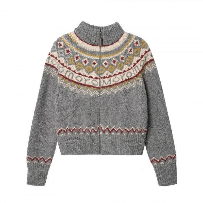Damen-Cardigan, Pullover, Wollmischung, skandinavisches Muster 6