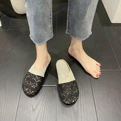 Damen-Clogs, einzigartiges Häkelmuster, bequemes Fußbett-3