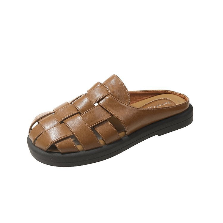 Damen-offene Sandalen, geflochtenes synthetisches Leder, komfortables Design 6