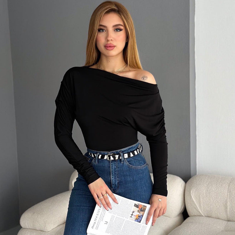 Damen-Off-Shoulder-Top, elastisch, trendiges Design 1