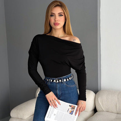 Damen-Off-Shoulder-Top, elastisch, trendiges Design 1