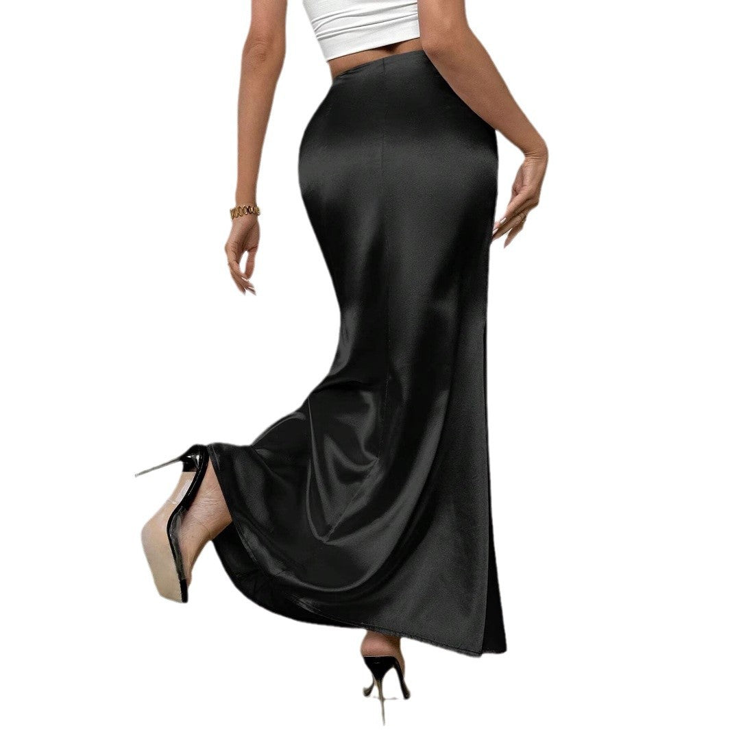 Damen-Maxirock, Satin, Eleganter Langer Stil, mit Figurbetonter Passform 6