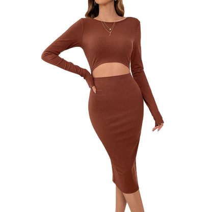 Damen-Kleid, Slim Fit, langer Ärmel, Patchwork, Polyester, schöne Damenkleider-1