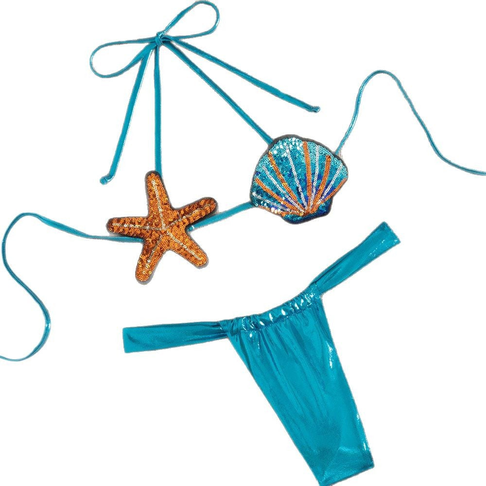 Damenbikini Verstellbare Träger Schnelltrocknendes Material Handgefertigte Applikationen-6